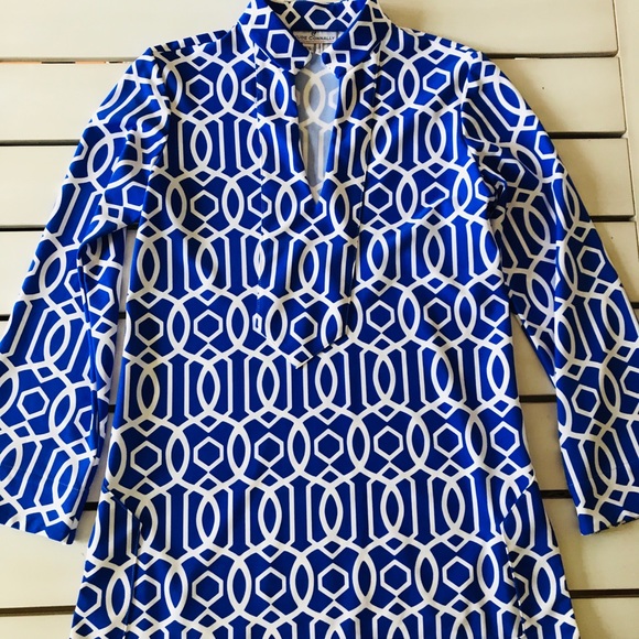 Jude Connally Tops - Jude Connally XS Tunic Top Blue & White
